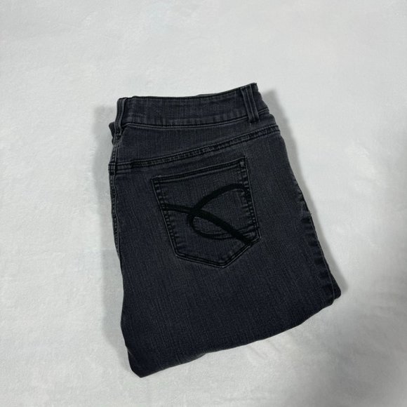 Chicos Jeans Womens 1.5 (10) Gray Platinum Denim Straight Stretch - Picture 1 of 9